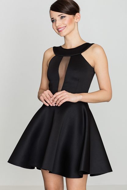 Sukienka z transparentnym dekoltem czarna