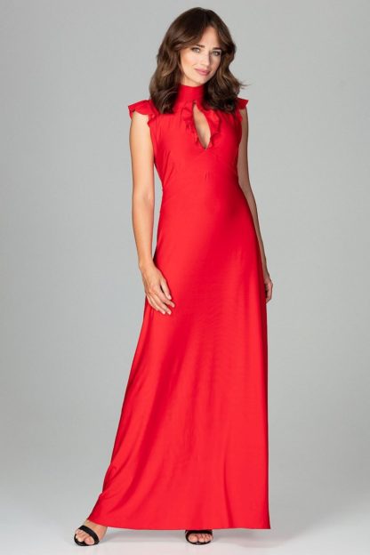 Sukienka z dekoltem łezka czerwona