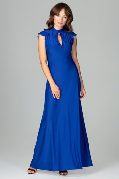 Sukienka z dekoltem łezka niebieska