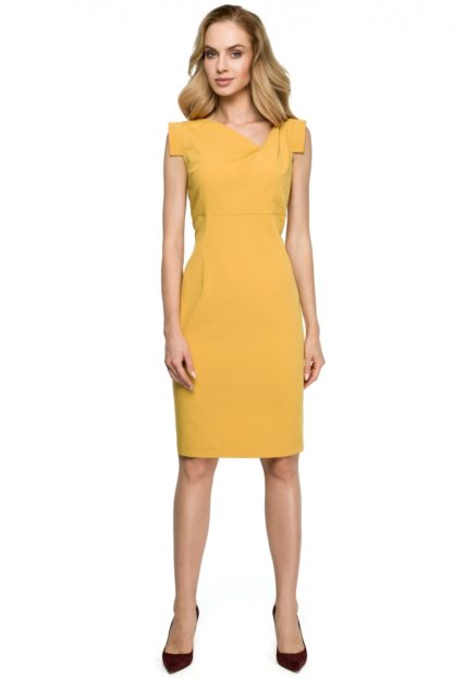 Sukienka z geometrycznymi rękawami żółta