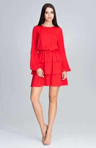 Sukienka z szerokimi rękawami czerwona