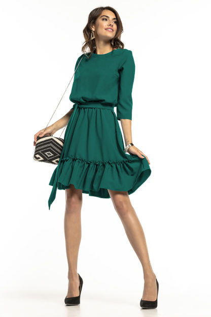 Sukienka mini z wiązaniem zielona