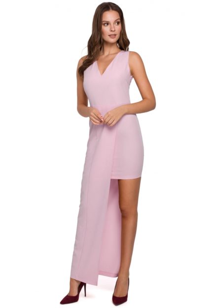 Asymetryczna sukienka maxi różowa