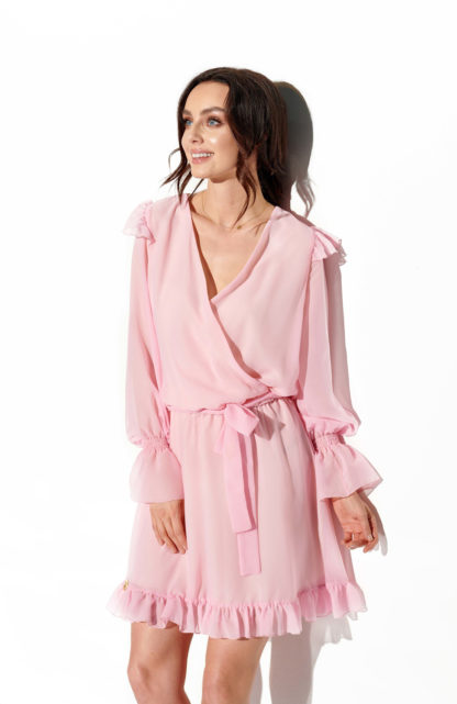 Wieczorowa sukienka z szyfonu różowa