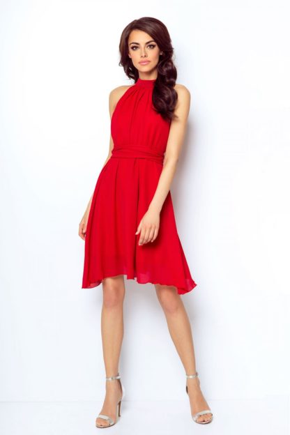 Sukienka z dekoltem halter czerwona