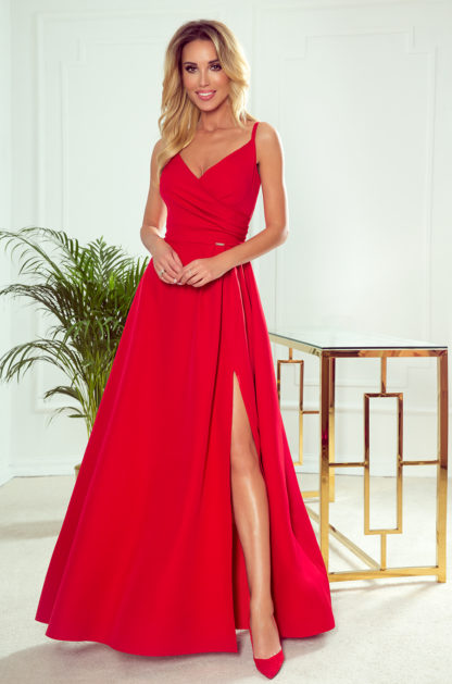 Suknia maxi na wesele na ramiączkach czerwona