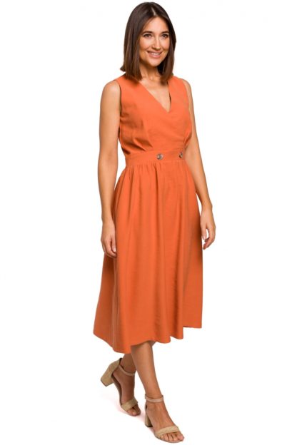 Biznesowa sukienka midi pomarańczowa