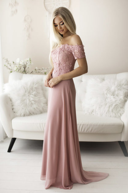 Suknia hiszpanka z koronką różowa