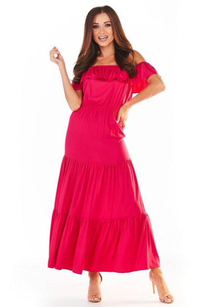 Sukienka hiszpanka z wiązaniami różowa