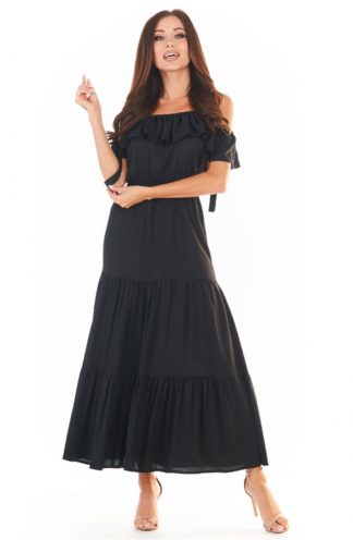 Sukienka hiszpanka z wiązaniami czarna