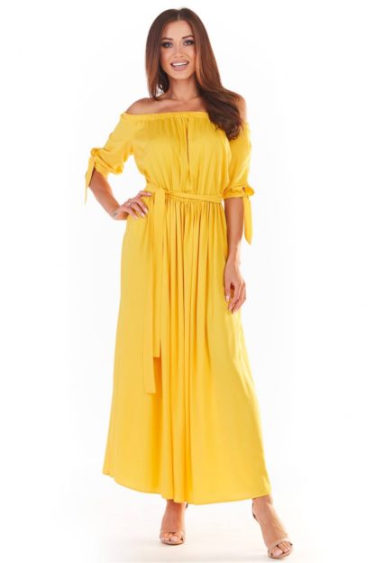 Letnia sukienka hiszpanka maxi żółta