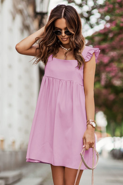 Luźna sukienka mini różowa