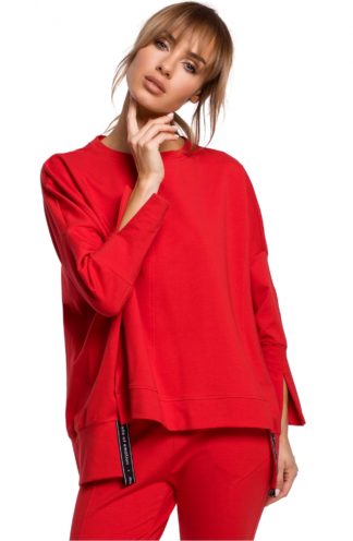 Asymetryczna bluza dresowa czerwona