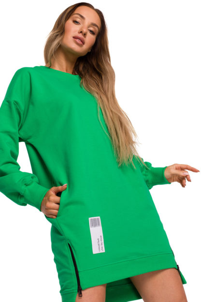 Sukienka bluza z rękawem zielona