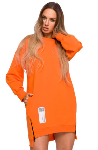 Sukienka bluza z rękawem pomarańczowa