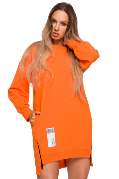 Sukienka bluza z rękawem pomarańczowa