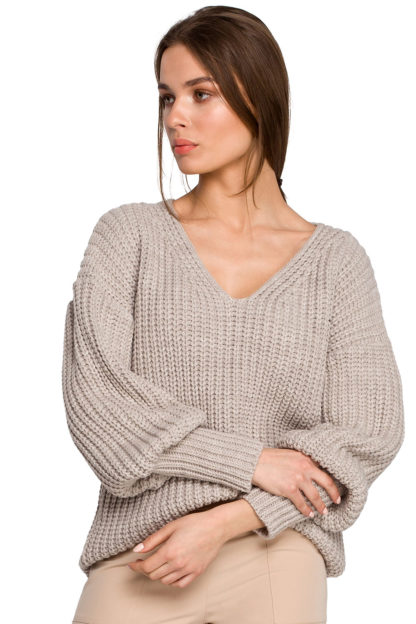 Sweter o grubym splocie beżowy
