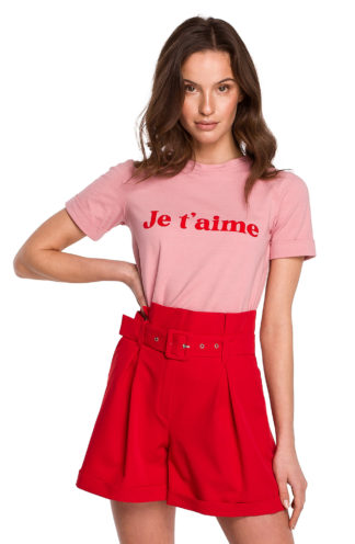 T-shirt z nadrukiem różowy