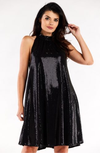 Wieczorowa sukienka z dekoltem typu halter czarna